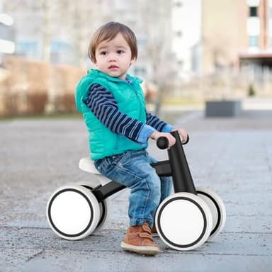 SEREED Baby Balance Bike for 1 Year Old Boys Girls 12-24 Month Toddler Balance Bike, 4 Wheels Toddler First Bike, First Birthday Gifts (Black) - Image 9