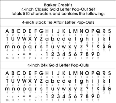 Barker Creek Letter Pop-Out Set, 4” Classic Gold, Set Includes 510 4" Letters, Numbers & Punctuation Marks, Multicolor Designer Letters, Office, Home, and School Décor (4426) - Image 5