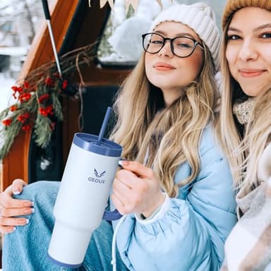 Gedux 40oz Tumbler With Handle, 2-IN-1 Leak Proof Lid (Straw/Flip), Insulated Water Bottle, Stainless Steel Tumbler with Non-Slip Silicone, Wide Mouth Travel Mug Cupholder Friendly Dishwasher Safe - Image 7