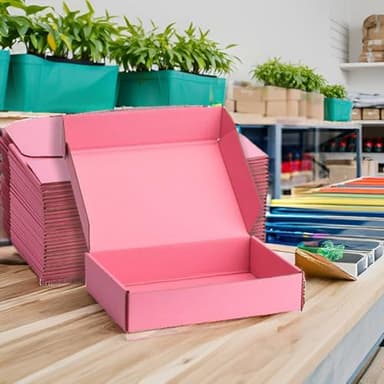 DUZCLI Small Shipping Boxes 13x10x2 Inches – Pink Corrugated Cardboard Boxes (20-Pack) for Mailing, Packing, Small Business & Gift Packaging - Recyclable & Sturdy - Image 5