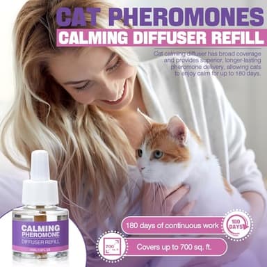 Cat Pheromones Calming Diffuser Refill 6 Pack Multicat Pheromone Diffusers Refills Relieve Anxiety Stress Reduce Spraying Fighting and Scratching for Cats Calm 48ml Fit All Common Diffusers Plug In - Image 2