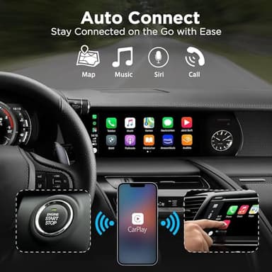 Wireless CarPlay Adapter for Apple iPhone，Wireless Carplay USB Dongle Converter Wired Carplay to Wireless, Support Online Update Plug and Play,Fit for Cars Built-in Wired CarPlay (Carbon) - Image 2