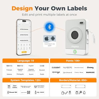 Joysea Bluetooth Label Maker Machine with Tape, OP1 Thermal Sticker Printer for Home Kitchen, Portable Mini Label Makers for Office Organization, Gray - Image 2