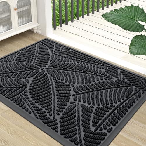 Colorxy Waterproof Doormat, Sturdy Natural Rubber Front Indoor Mat, Non Slip Low Profile Indoor Outdoor Door Mats, Stain and Fade Resistant Floor Mat, Easy Clean Patio Entrance Mat, 48''x32'', Black - Image 1