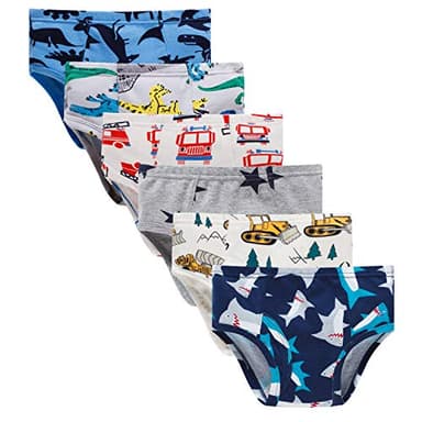 Boboking Little Boys Briefs Dinosaur Truck Toddler Kids Underwear (Pack of 6) 5years - Image 1