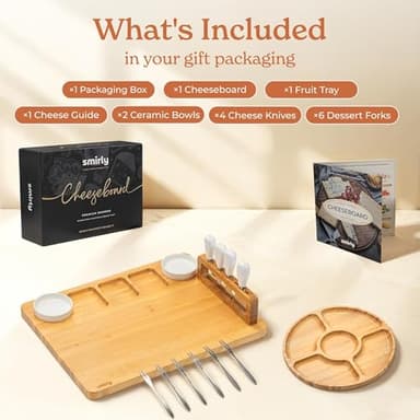 SMIRLY Charcuterie Boards Set, Large Cheese Board Set, Natural Bamboo Charcuterie Tray Cheese Platter with Accessories - Housewarming Gifts New Home, Wedding & Bridal Shower Gifts for Women, Couples - Image 3