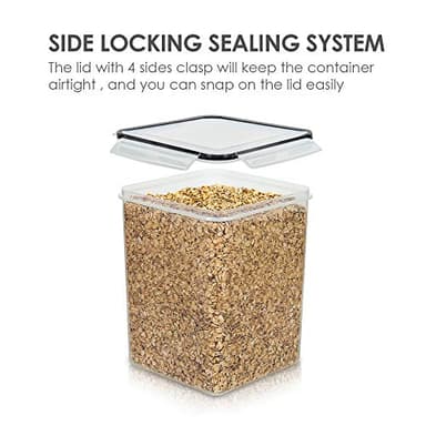 Vtopmart 4 PCS Large Food Storage Containers 5.2L / 175oz, 4 Pieces BPA Free Plastic Airtight Canisters for Flour, Sugar, Baking Supplies, Rice with Lids, 4 Measuring Cups and 24 Labels, Black - Image 4