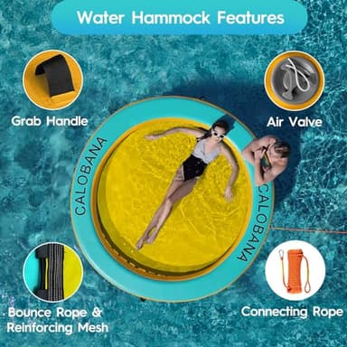 CALOBANA 8' x 8' Heavy Duty Floating Hammock for Multi Person Party Lake Floating Island with Mesh Water Rafts for Lake Tanning Pool Lounger Float for Adults Round Float Mat - Image 5
