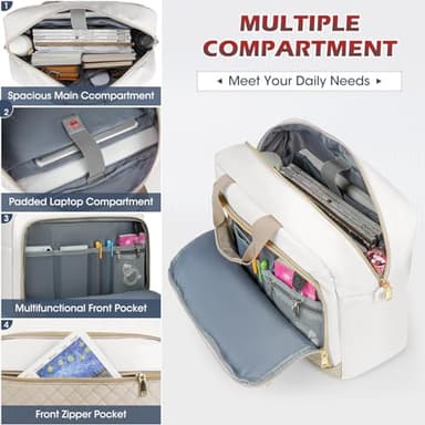 NEWHEY Laptop Bag 17.3 Inch Laptop Briefcase for Women Men Waterproof Shoulder Messenger Bag Large Computer Bag for Business Office Work College, Khaki&Beige - Image 3