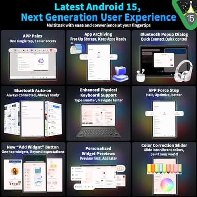 2025 Android 15 Tablet with Keyboard, 24GB+128GB+2TB Expand, 10.1 Inch Octa-Core 2-in-1 Tablets with 5G/2.4G WiFi, 8000mAh, BT5.0, GMS Certified, with Mouse, Case, Stylus, Split Screen(Black case) - Image 4