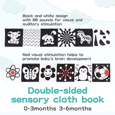 AJsupojouet High Contrast Black and White Baby Toys 3-Piece Newborn Essentials Set with Hanging Toys,Rattle Crib Mobile,baby Book & Car Seat Stroller Toys for 0-3-6-12 Months Infant Development - Image 3