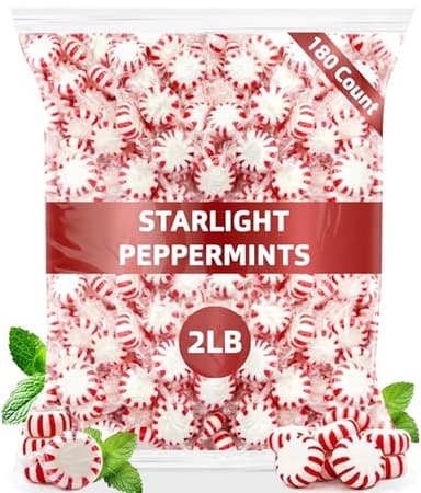 Bulk Starlight Peppermints Hard Candy – Approx. 180 Pieces, 2 lb Bag – Individually Wrapped Peppermint Discs for Parties, Candy Bowls & Holiday Treats - Image 1
