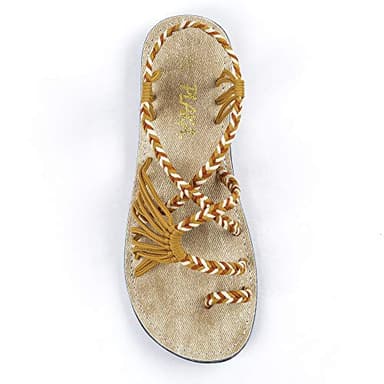 Plaka Palm Leaf Flat Summer Sandals for Women | Perfect for the Beach Walking & Dressy Occasions | Negev | Size 10 - Image 1