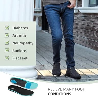 OrthoComfoot Men's Orthopedic Comfortable Casual Loafers, Diabetic Supportive Shoes, Soft Plantar Fasciitis Arch Support Deck Shoes Black Size 9 - Image 4