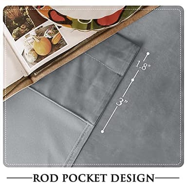 StangH Grey Velvet Curtains 96 inches Long Room Darkening Window Drapes for Living/Dining Room, Solid Rod Pocket Panels for French Door/Cottage, W52 x L96, 2 Panels - Image 3