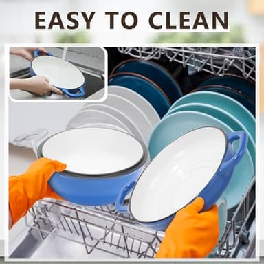 Tioncy Enameled Bread Dutch Oven with Lid for Sourdough Baking 5 Quart Round Cast Iron Dutch Oven Pot Bread Bakers for Kitchen Homemade Cookware Gifts Roasting Frying Cooking Stewing(Blue) - Image 6