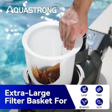 AQUASTRONG Variable Speed Pool Pump, 2 HP, 220V, 10566GPH, In/Above Pool Pump, Energy Efficient, High Flow, Powerful Self Primming Swimming Pool Pumps with Filter Basket - Image 7