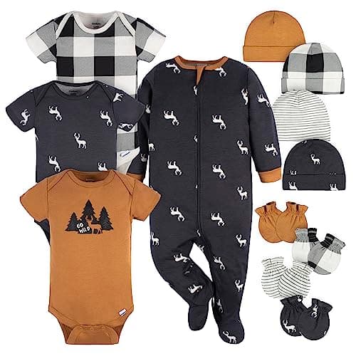 Gerber Baby Boys 12 Piece Layette Gift Set, Brown Deer, 3-6 Months - Image 1