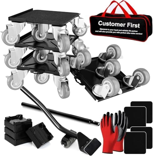 Furniture Dolly Set 5 Wheels Heavy Duty, Furniture Movers with Silent Rubber Wheels, 360° Rotation with Brake, 1000Lbs Load Capacity, Furniture Lifter for Easy Moving Large Furniture. - Image 1
