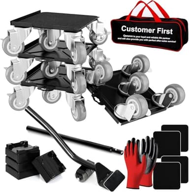 Furniture Dolly Set 5 Wheels Heavy Duty, Furniture Movers with Silent Rubber Wheels, 360° Rotation with Brake, 1000Lbs Load Capacity, Furniture Lifter for Easy Moving Large Furniture. - Image 1