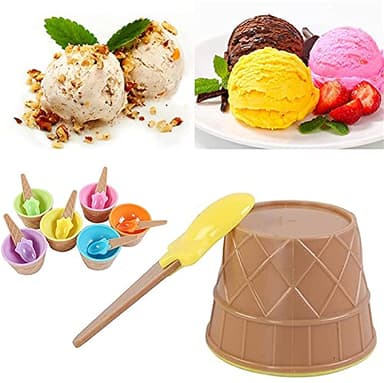 YUMOMUY Ice Cream bowls and Spoons,Cartoon Candy Colorice cream bowls for kids set, Reusable Plastic ice cream cups,ice cream birthday party decorations（6） - Image 2