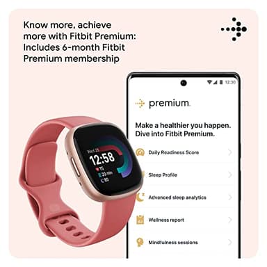 Fitbit Versa 4 Fitness Smartwatch with Daily Readiness, GPS, 24/7 Heart Rate, 40+ Exercise Modes, Sleep Tracking and more, Pink Sand/Copper Rose, One Size (S & L Bands Included) - Image 5