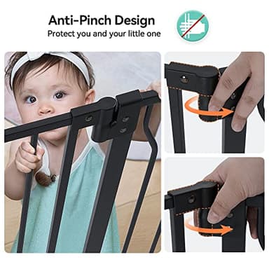 COMOMY 29.5-48.4" Baby Gate with Adjustable Cat Door,Extra Wide Metal Cat Gate for Stairs Doorways, Auto Close Dog Gate with Pet Door for House, Pressure Mounted Easy Walk Through (30" Tall, Black) - Image 4