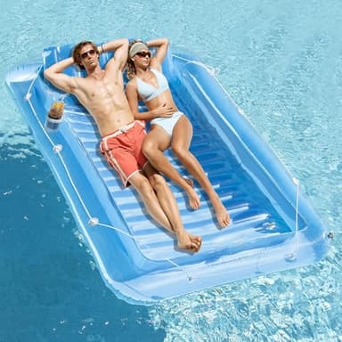 Inflatable Pool Floats Lounger for Adults, Blow Up Tanning Pool Raft Sun Tan Tub with Inflatable Pillow for Family Outdoor, Garden, Backyard Summer Water Party (14+ Year Old) - Image 1