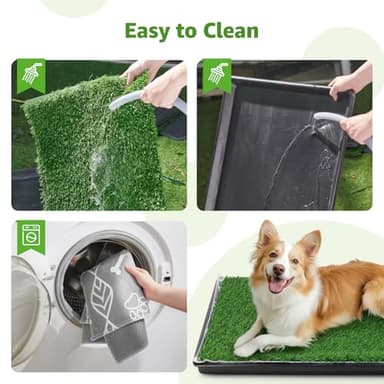 LOOBANI Dog Grass Pad with Tray - 35x23in Dog Litter Box with 2 Artificial Grass Patch + 2 Washable Pee Pads - Quickly Absorbency Indoor Outdoor Potty for Patio Balcony Apartment Use - Image 7