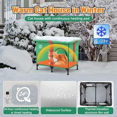 NEAIYDA Outdoor Heated Cat House,Weatherproof and Insulated Outside Cat Shelter with Heated Pad and Cooling Pad(4 Seasons Universal),Gift Box for Cats.(Medium - Image 3