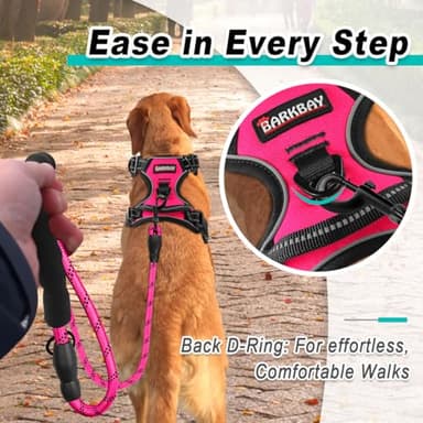 BARKBAY Dog Harness No Pull 3 Buckles for Small Dogs - Adjustable, Reflective, Comfortable, No Choke, Heavy-Duty - Perfect for Outdoor Training, Walking, and Hiking - Strong & Durable - S & Pink - Image 4