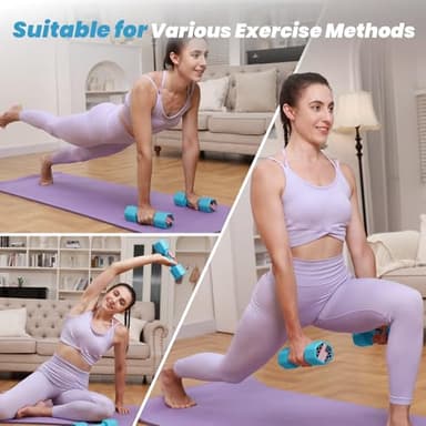 Zempox Adjustable Dumbbell Set of 2, 4 in 1 Hand Weights for Women at Home, 5 lb Weights Dumbbells set of 2, Each 2lb 3lb 4lb 5lb with TPU Soft Rubber Handle for Home Gym Exercise Training, Blue - Image 6