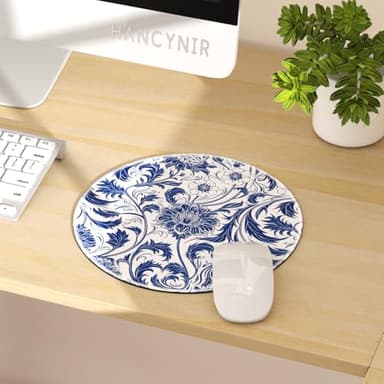Hancynir Floral Flower Mouse Pad for Desk, Small Cute Mousepad with Non-Slip Base, Round Mouse Pads for Wireless Mouse Laptop Gaming, Computer Mouse Mat for Office Decor Desk Accessories Supplies - Image 2