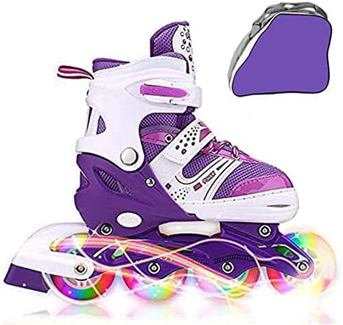 Kids Adjustable Flashing Inline Skates for Boys Girls and Adults with Full Light Up Wheels, Outdoor Roller Skates for Kids Beginner Ages 6-8-12-14, Men and Women - Image 1