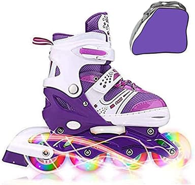 Kids Adjustable Flashing Inline Skates for Boys Girls and Adults with Full Light Up Wheels, Outdoor Roller Skates for Kids Beginner Ages 6-8-12-14, Men and Women - Image 1