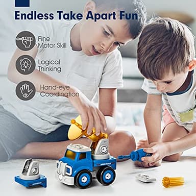 hahaland 5 Year Old Boy Birthday Gift - STEM Toys for Ages 5-7, Toy for 5 6 Year Old Boy, 5 in 1 Building Take Apart Trucks Transform to Robot, Boys Toys Stocking Stuffers Christmas Grandkids Gifts - Image 4
