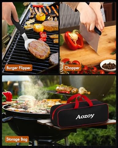 Griddle Accessories Kit - 136PCS Flat Top Grill Accessories for Blackstone and Camp Chef Metal Spatula Tools Set with Burger Press Scraper Tongs Carry Bag for Outdoor Grilling BBQ Cooking - Image 8