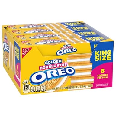 OREO Double Stuf Golden Sandwich Cookies, King Size, 12 Snack Packs (8 Cookies Per Pack) - Image 14