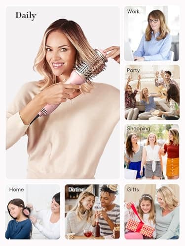LANDOT Hair Blow Dryer Brush: One-Step Hot Air Brush with 60mm Oval Barrel - 4 in 1 HairDryer Styler and Volumizer for Drying Straightening Curling Volumizing Hair Fight Frizz and Add Volume - Image 4