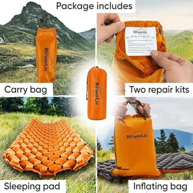 POWERLIX Ultralight Inflatable Camping Sleeping Pad - Camping Mattress for Backpacking, Hiking, Compact Lightweight Sleeping Mat for Camping, Inflation Bag/Repair Kit Included - Image 7