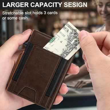 Wallet for Men Wallet with Slim Pop Up Card Holder 9-13 Cards, Bifold Minimalist Smart Wallet RFID Blocking Credit Card Holder with ID Window & Stretchable Cash Slot Compact Metal Aluminum Card Case - Image 4
