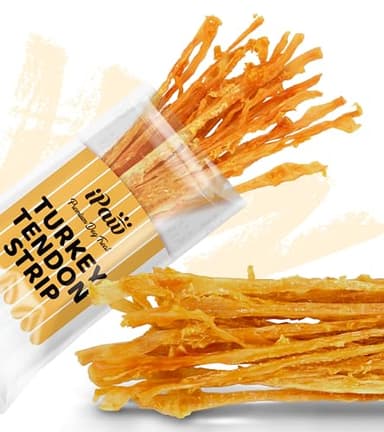 iPaw Turkey Tendons for Dogs, 100% Turkey and US Sourced Raw Material, Hypoallergenic, All Natural Human Grade Puppy Chew, Rawhide Alternative Dog Treats, 1 Unit/Pack Strip (Large) - Image 1