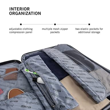 Kenneth Cole REACTION Renegade Luggage Expandable 8-Wheel Spinner Lightweight Hardside Suitcase, Champagne, 24-Inch Checked - Image 3