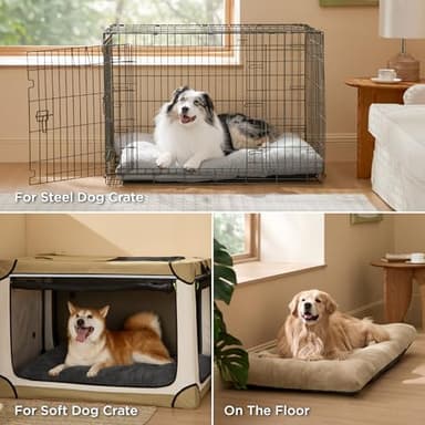 Bedsure Washable XL Dog Bed for Crate for Extra Large Dogs, Comfort Fluffy Plush Pet Pillow Bed Kennel Pad with Non-Slip Bottom, Machine Washable Pet Sleeping Mat, 41"x27", Brown - Image 5