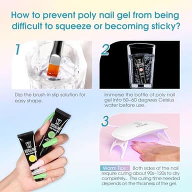 ROSALIND Poly Nail Gel Colors Kit -14 Colors +72 Nail Art Accessories kit Poly Nails Gel Kit Starter Kit with Mini UV Lamp Slip Solution Poly Nail Art Tools for Beginners with Everything - Image 9