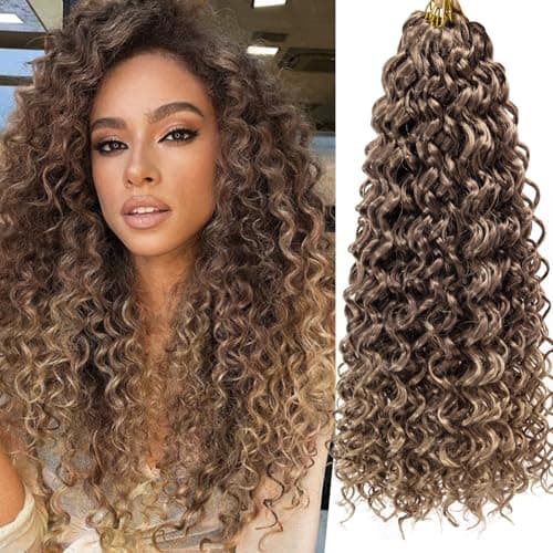 YXCHERISHAIR 8 Packs Curly Crochet Hair GoGo Curl Crochet hair for Women Deep Wave Braiding hair,Synthetic Bohemian Crochet Braids Water Wave Crochet hair Extensions (18inch, 33/27) - Image 1