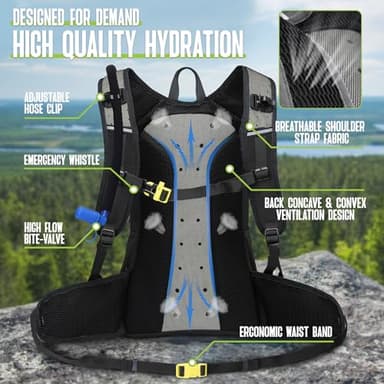 N NEVO RHINO Hydration Backpack, 18L Multipurpose Hiking Backpack with 3L Water Bladder, Water Backpack Insulated Hydration Pack Ideal for Hiking and Cycling - Image 3