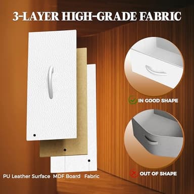 Huuger 63 Inch Dresser for Bedroom, Long Dresser with 10 Fabric Drawers, TV Stand for 55, 65, 70 Inch TV, Toy Storage Organizer for Closet, White - Image 6