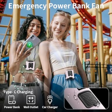 Socool 14500mAh Portable Waist Fan Clip on Belt 360 Rotation Wearable Rechargeable Personal Shirt Fan, 67H Cooling 5-Speed Battery Operated Fans with Light, Neck Fan Hanging for Outdoor Camping Travel - Image 6