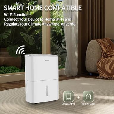 Shinco 7,000 Sq.Ft Energy Star Dehumidifier with Pump and WIFI, Ideal for Large Industrial Rooms and Home Basements, Efficient Moisture Removal and Humidity Control, 1.85 Gallons Water Tank - Image 7